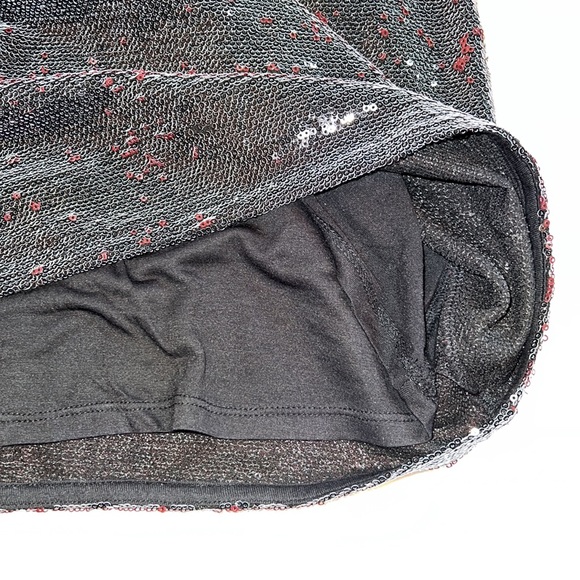 Michael Stars sleeveless tank top sequins v neck layering S black red lined - Picture 8 of 8